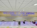 Welcome to Don Mueang Airport sign, After you have arrived at Don Muang Airport (DMK) you will enter the arrival hall Royalty Free Stock Photo