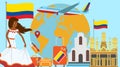 Welcome to Ecuador postcard. Travel and journey concept of Latinos country vector illustration with national flag of Ecuador