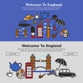 Welcome to England promotional banner with national symbols