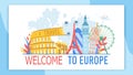 Welcome to Europe Flat Vector Advertising Banner