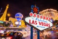 Welcome to fabulous Las vegas Nevada sign with blur strip road b Royalty Free Stock Photo