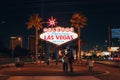 Welcome to Fabulous Las Vegas Sign on black background, USA - December, 2019