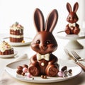 Sweet joy: Easter chocolate bunnies with taste traditions. Royalty Free Stock Photo