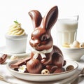 Sweet joy: Easter chocolate bunnies with taste traditions. Royalty Free Stock Photo