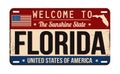 Welcome to Florida vintage rusty license plate Royalty Free Stock Photo