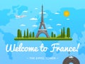 Welcome To France Poster With Famous Attraction
