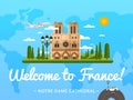 Welcome To France Poster With Famous Attraction