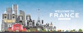 Welcome to France Skyline with Gray Buildings and Blue Sky Royalty Free Stock Photo