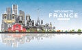 Welcome to France Skyline with Gray Buildings and Blue Sky Royalty Free Stock Photo