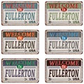 Welcome to Fullerton, color signal set vector illustration.