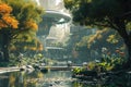 Robotic Eden: A Futuristic City Park with Synthetic Wildlife
