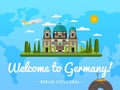 Welcome to Germany poster with famous attraction Royalty Free Stock Photo