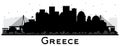 Welcome to Greece City Skyline Silhouette with Black Buildings Isolated on White Royalty Free Stock Photo