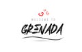 Welcome to GRENADA country text typography with red love heart and black name