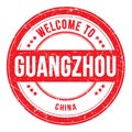 WELCOME TO GUANGZHOU - CHINA, words written on red stamp Royalty Free Stock Photo