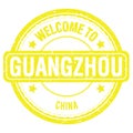 WELCOME TO GUANGZHOU - CHINA, words written on yellow stamp Royalty Free Stock Photo