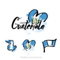 Welcome to guatemala guatemala city card and letter design in colorful rainbow color and typographic icon design