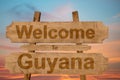 Welcome to Guyana sing on wood background Royalty Free Stock Photo