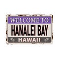 Welcome to Hanalei Bay Hawaii vintage rusty metal sign on a white background, vector illustration Royalty Free Stock Photo