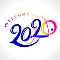 Welcome to 2020. Handwritten vector logo invitation for 2020 can be used in various design options.