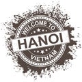 Welcome to Hanoi. stamp. splash on white background