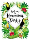 Welcome to Hawaiian party! Vector illustration.