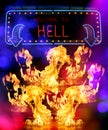 Welcome To Hell Neon Sign With Flames Royalty Free Stock Photo