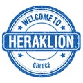 WELCOME TO HERAKLION - GREECE, words written on greek blue stamp