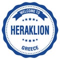 WELCOME TO HERAKLION - GREECE, words written on light bue stamp