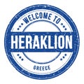 WELCOME TO HERAKLION - GREECE, words written on light bue stamp