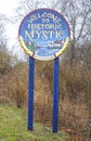 Welcome To Historic Mystic in Connecticut - MYSTIC - CONNECTICUT - APRIL 6,2017 Royalty Free Stock Photo