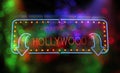 Welcome To Hollywood Neon Sign with arrows and Bokeh Royalty Free Stock Photo