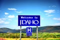 Welcome to Idaho sign against blue sky