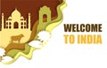 Welcome to India poster, vector paper cut illustration