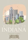 Welcome to Indiana state. United States of America. Crossroads of America. Postcard from Indianapolis. Travel vector