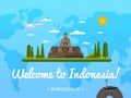 Welcome to Indonesia poster with famous attraction