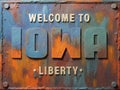 Welcome to Iowa Rusted Street Sign