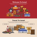 Welcome to Israel promo banners set with national symbols