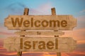 Welcome to Israel sing on wood background Royalty Free Stock Photo