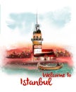 Welcome to istanbul vintage design poster on the white background