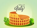 Welcome to Italy concept with illustration of Colosseum, Roam fa