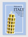 Welcome to Italy. Reminder for tourists with 3D Leaning Tower of Pisa