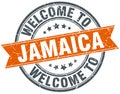 welcome to Jamaica orange ribbon stamp