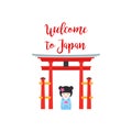 Welcome to Japan with Kokeshi Doll Royalty Free Stock Photo