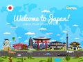 Welcome to Japan poster with famous attractions