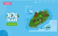 Welcome to Jeju island in South Korea, traditional landmarks, symbols. Korean land with traditional attractions