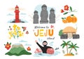 Welcome to Jeju Island travel poster design Royalty Free Stock Photo