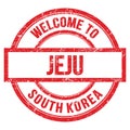 WELCOME TO JEJU - SOUTH KOREA, words written on red stamp