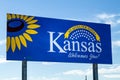 Welcome to Kansas Highway Sign Royalty Free Stock Photo