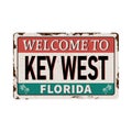 Welcome to Key West florida - Vector illustration - vintage rusty metal sign